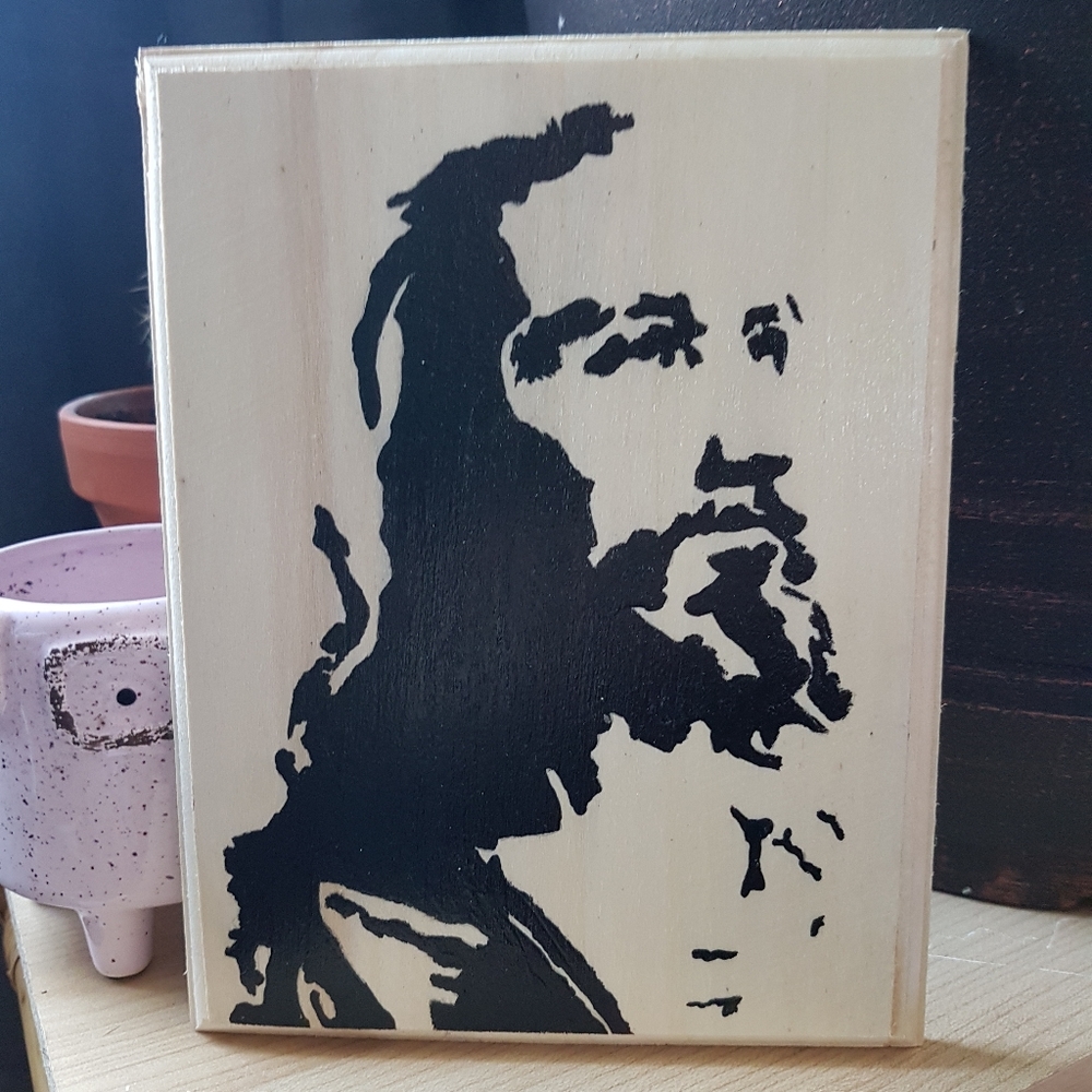 Holy handpainted wooden plaque